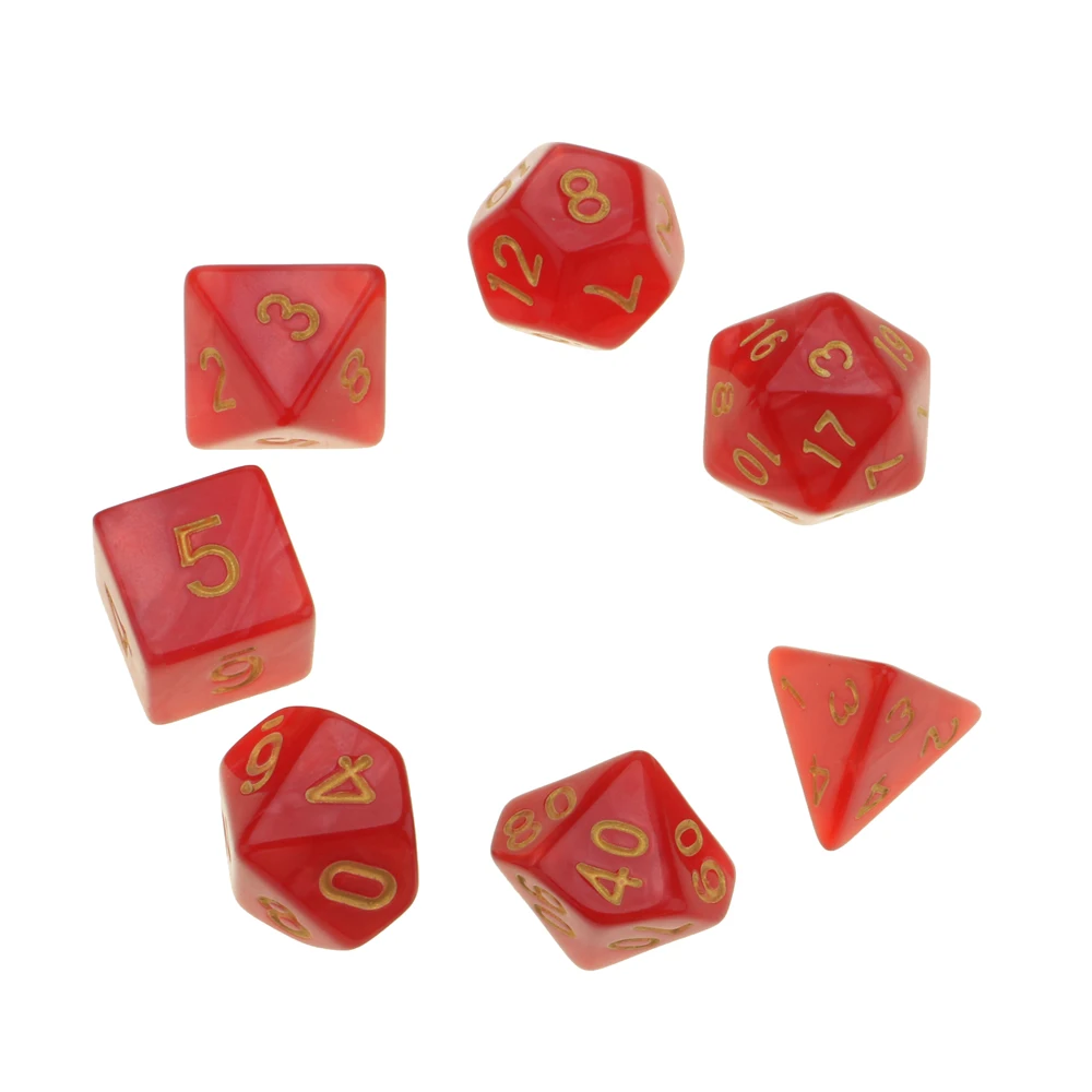 7 шт./компл. D20 D12 D10 D8 D6 D4 многогранные кубики игр Игрушки для детей, подарок - Цвет: Красный