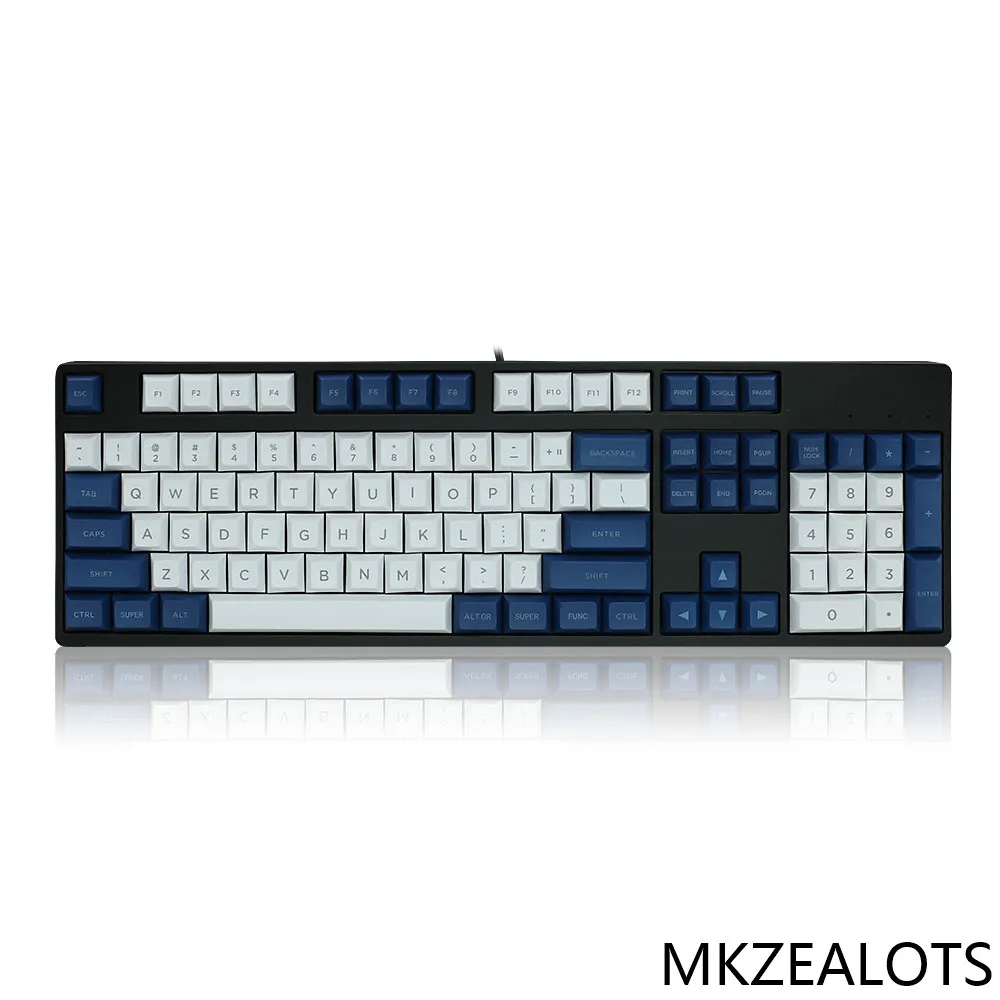 Топ с принтом dsa pbt keycap для механической клавиатуры 108 клавиш iso полный набор dolch keycaps для corsair keycap filco minila - Цвет: blue and white