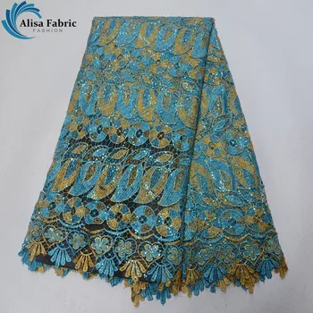 

Prevalent Embroidery Nigerian Guipure Lace Fabric High Quality French Sequins Lace Fabric 5 Yards/pcs African Cord Laces For DIY