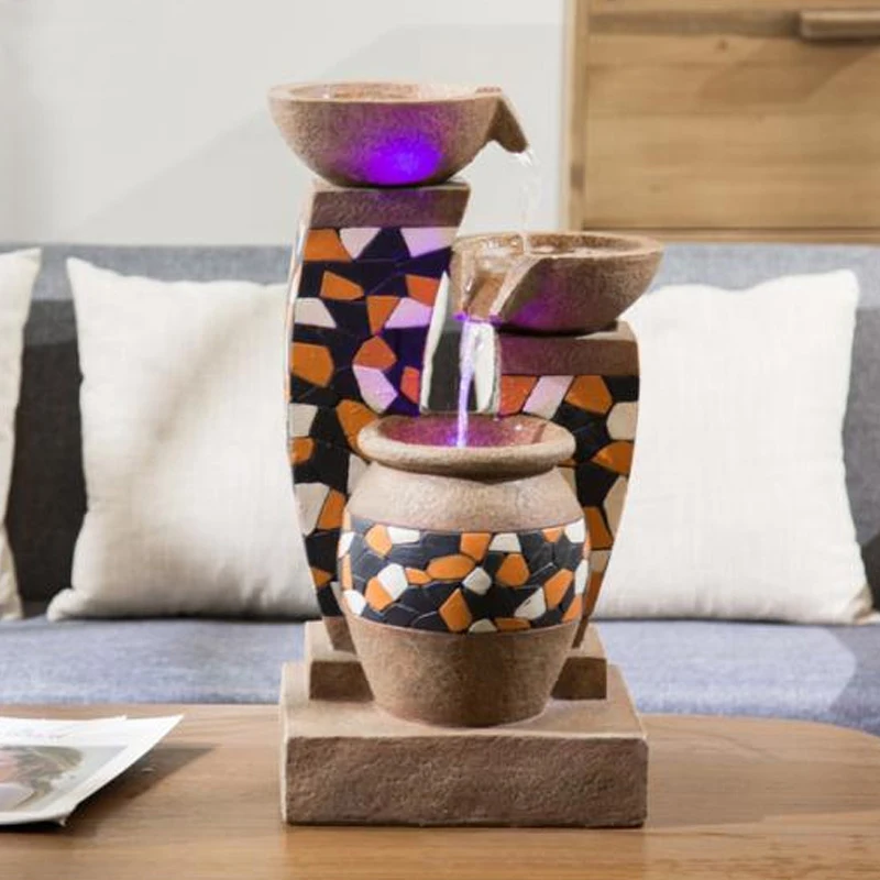 Simple Living Room Water Fountain Feng Shui Ball Water View Desk