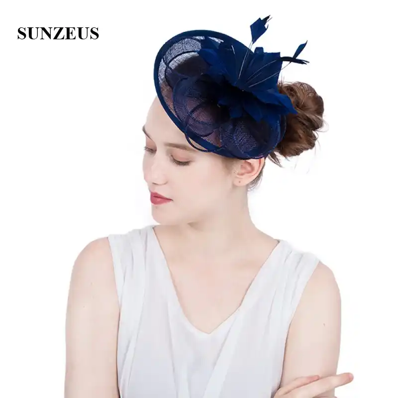 navy blue and white wedding hats