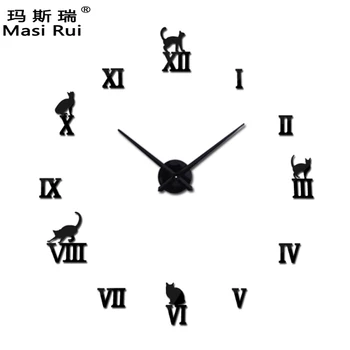 

2020 hot big mirror wall clock Modern design diy large size wall clocks 3d diy wall watch stickers free shipping