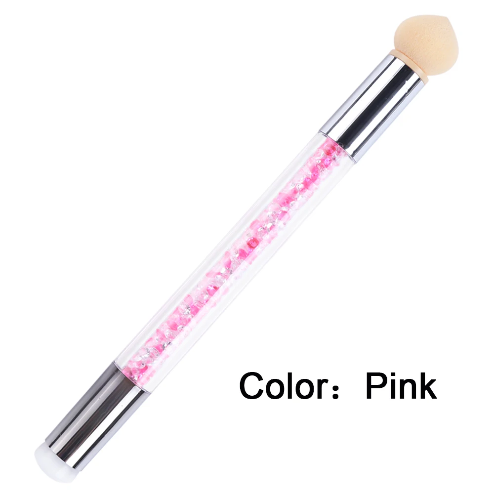 1 шт Кисть для дизайна ногтей Губка силиконовая акриловая ручка градиентные Сменные Стразы инструменты для штамповки для маникюра BE944 - Цвет: Pink