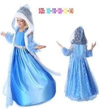 Новое модное платье Снежной Королевы для девочек детское платье с капюшоном с изображением Анны и Эльзы праздничная одежда принцессы для малышей Детский карнавальный костюм