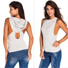 Фитнес с открытой спиной Крест Спортивная футболка Для женщин дышащая рубашка без рукавов для занятий йогой одежда для спортзала и бега спортивная одежда с капюшоном Топ для йоги