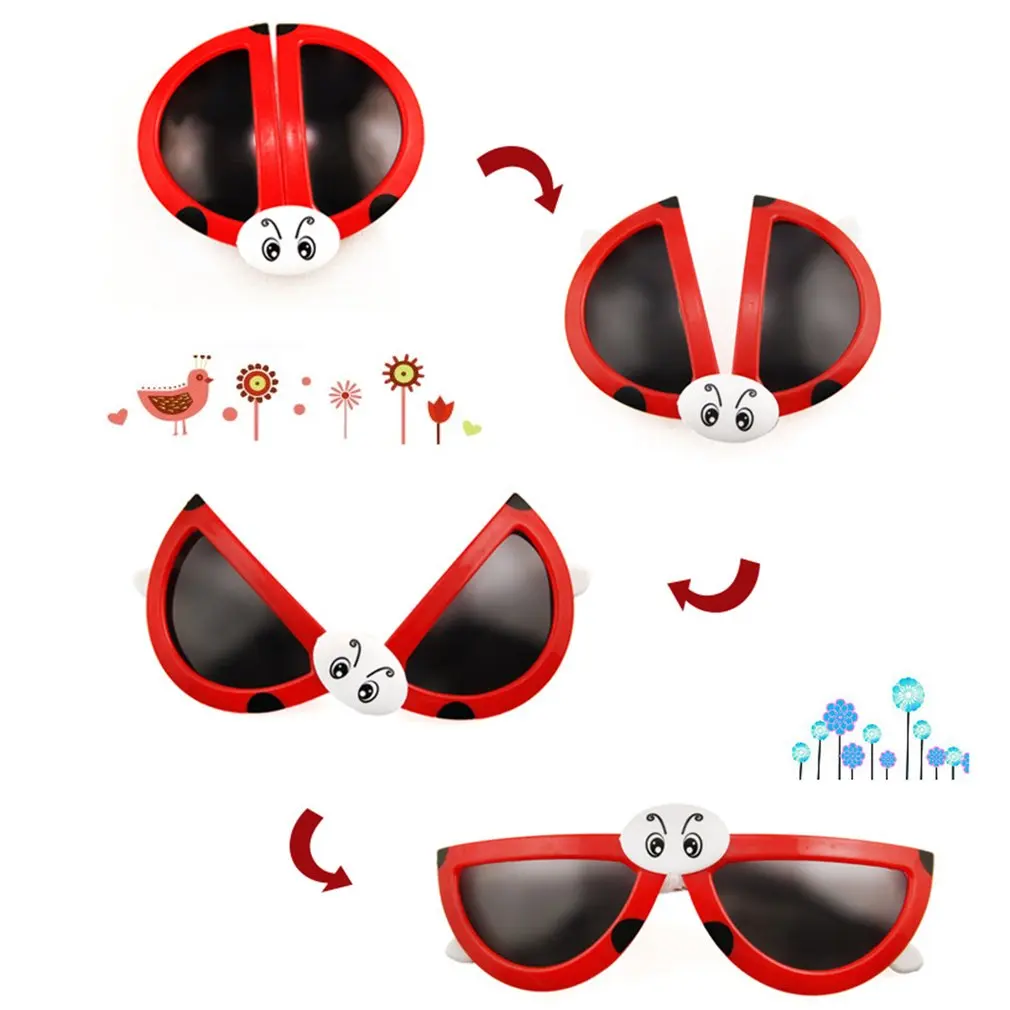 

New Hot 1pc Cute Fashion Folding Ladybug Deformity Sunglasses Puzzles Toy Baby Toys Flexible Construction Birthday Gift for Kids