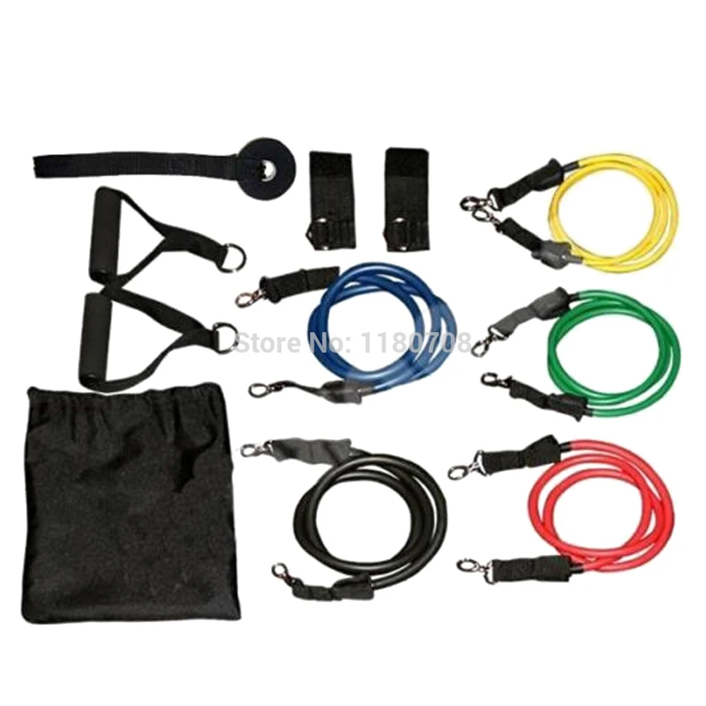 11 in 1 set sports and fitness rubber elasticity Resistance Bands