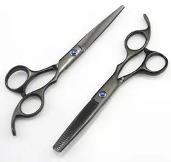 Настроить Япония 440c сталь 5,5 дюймовые классические черные Ножницы Для Стрижки И Истончение Парикмахерские ножницы набор парикмахерских