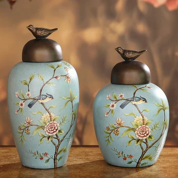 

country and ceramic storage tank Home Furnishing soft decoration living room entrance wine showroom decoration style