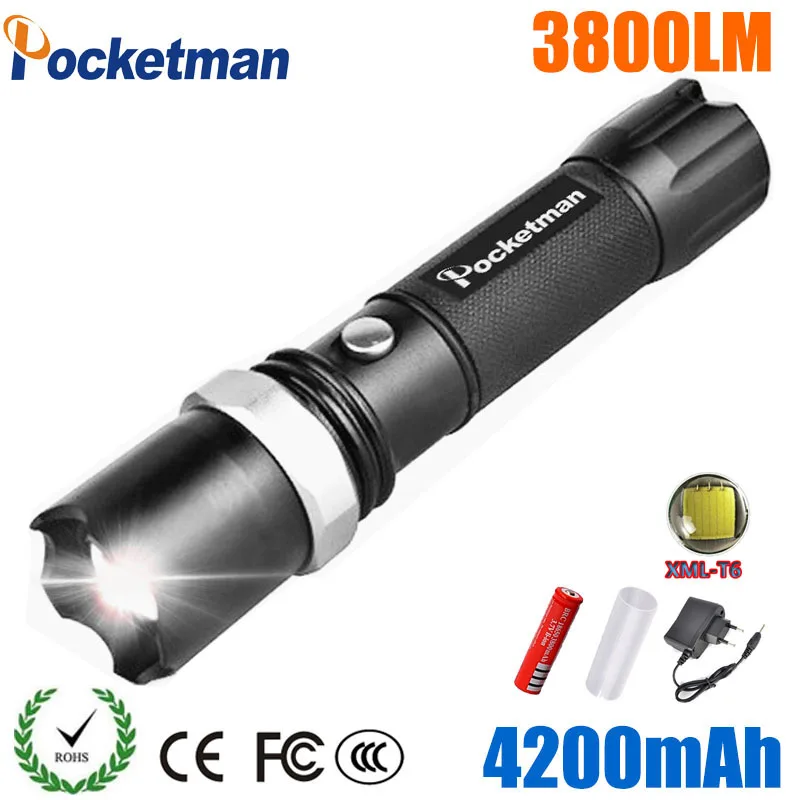 

USA FT17 XM-L T6 3800LM Tactical led Torch Zoomable LED Flashlight Torch light for AAA or 1xRechargeable 18650 battery