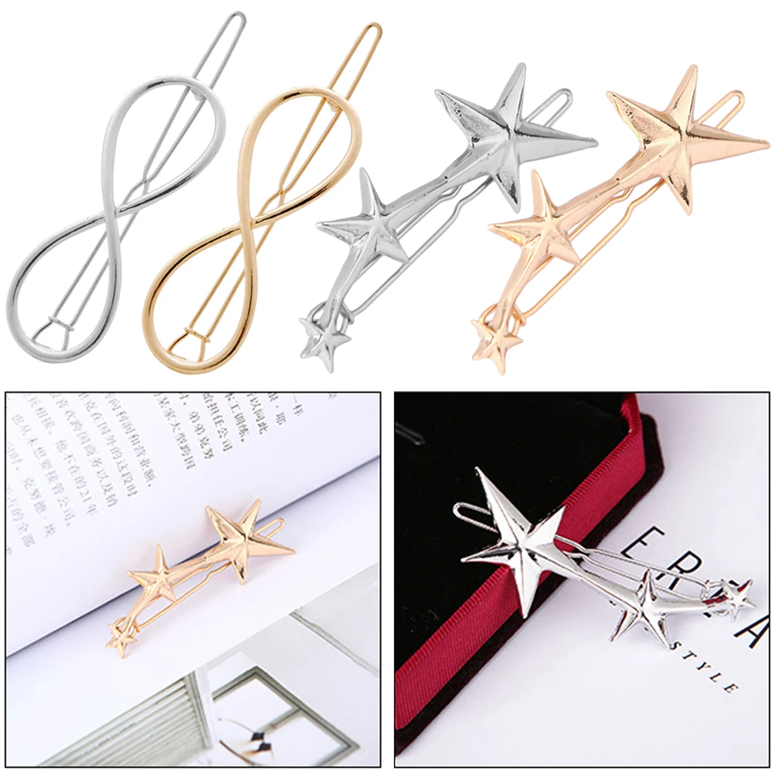 Exaggerated Fashion Ttriangle Star Shaped Gorllden Silver Geometry Styling Hair Clip Hairpin Hair Tools and Accessories Women Exaggerated Fashion Ttriangle Star Shaped Gorllden Silver Geometry Styling Hair Clip Hairpin Hair Tools and Accessories Women