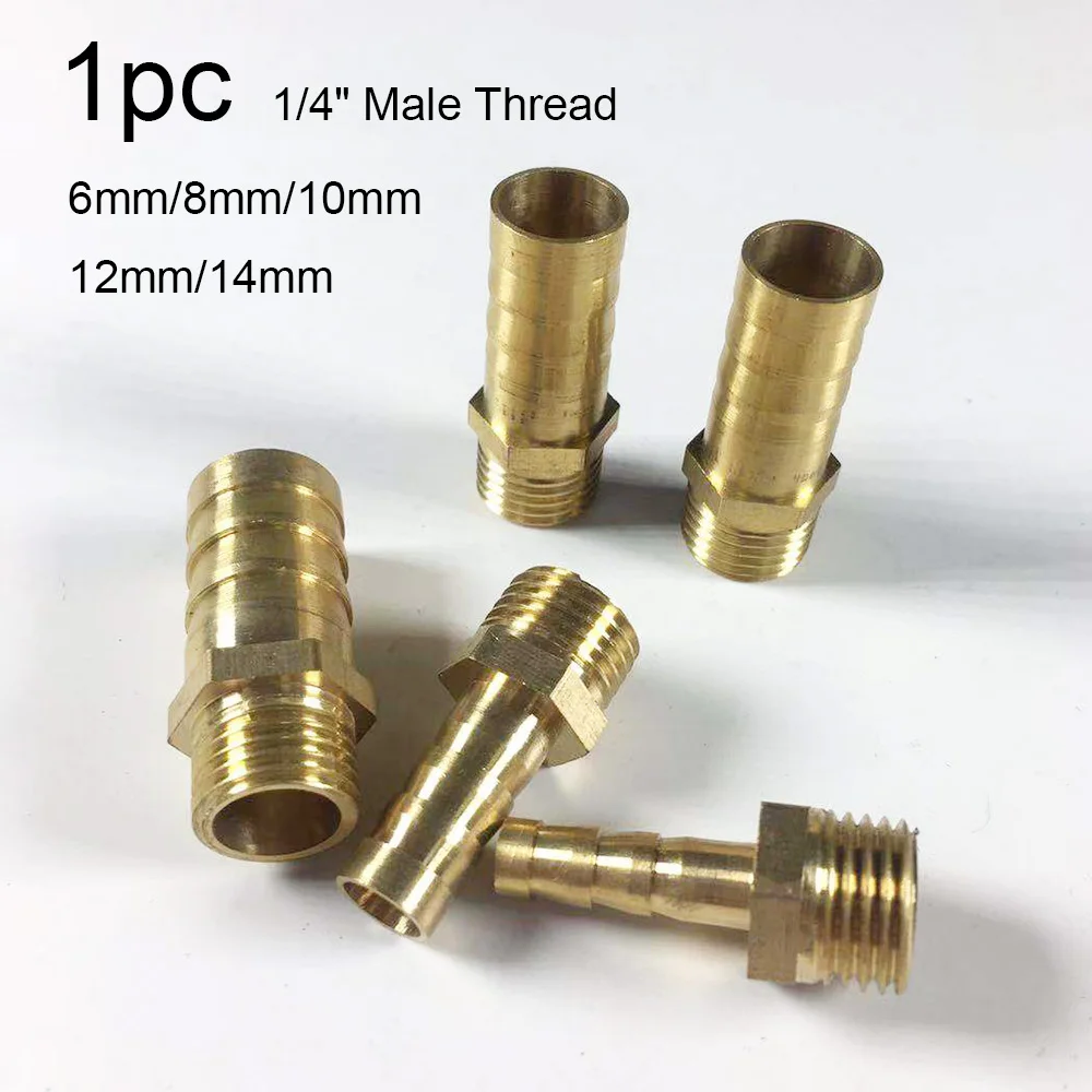 1 шт. фитинги для труб 6 мм 8 10 12 14 шлангов x 1/4 &quotМужская резьба латунная колючая