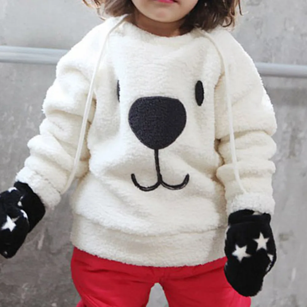 

Winter Cute Kids Baby Long Sleeve Sweatshirt Tops Crew Neck Cartoon Casual Pullover Thicken Cotton Warm boys girl hoodies