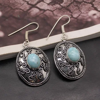 

Hermosa Glorious Vintage Natural Blue LARIMAR Dangle Earrings For Women 2 Inch A119