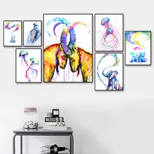Eagle Elephant jellyfish Antelope Deer Whale Bear Wall Art Canvas Painting Nordic Posters And Print Animal Wall Decor