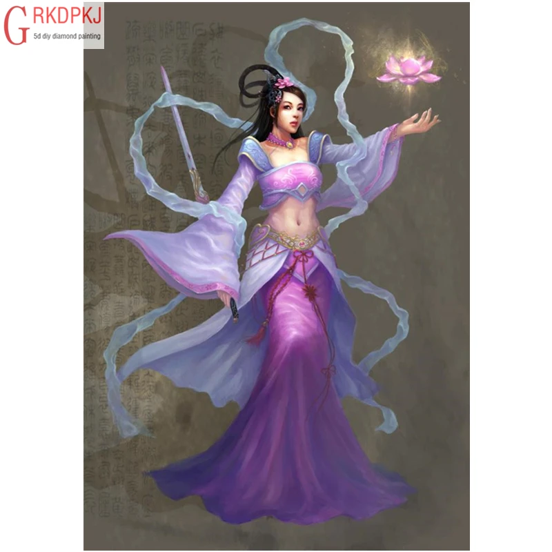 Diamond Embroidery 5D DIY Painting Classic Lotus Fairy Cross Stitch Art Gift Full Square Round Mosaic Pattern Decoration | Дом и сад