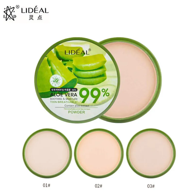 

New Brand Natural Aloe Vera Pressed Powder Long Lasting Face Makeup Moisturizer Whitening Foundation Makeup Concealer Powder