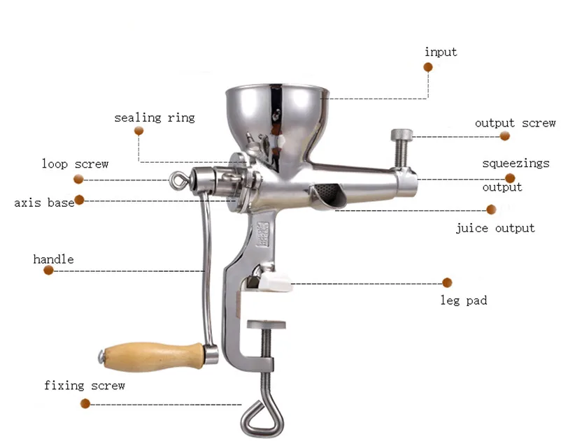 XMT-HOME ручная соковыжималка 304 из нержавеющей стали ручная коленчатая фрукты и овощи трава пшеницы домашняя Апельсиновая соковыжималка для имбиря