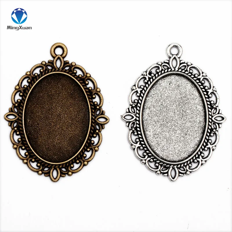 Mingxuan 10 قطعة/الوحدة 18x25 ملليمتر العتيقة الفضة/العتيقة برونزية لهجة البيضاوي تخريمية إطار حجاب Mingxuan 10 قطعة/الوحدة 18x25 ملليمتر العتيقة الفضة/العتيقة برونزية لهجة البيضاوي تخريمية إطار حجاب