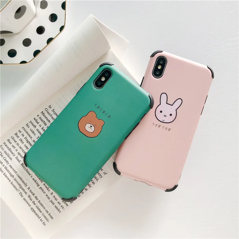 

Soft case hare for iphone 7 8 rubber bear case on for coque iphone xr xs max x case silicon soft cover for iphone 6 6s 7 8 plus