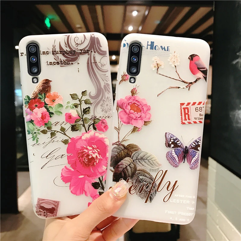 

Coque,cover,case,for Samsung galaxy A30 A50 A 50 capinha Protective Soft Luxury Silicon Silicone 3d cute Phone Back Flower Etui