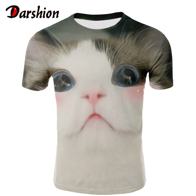 

2019 Summer Cute Cat 3D Printing T Shirt Women O-Neck Short Sleeve Top tee shirt femme camiseta mujer DIY Customization