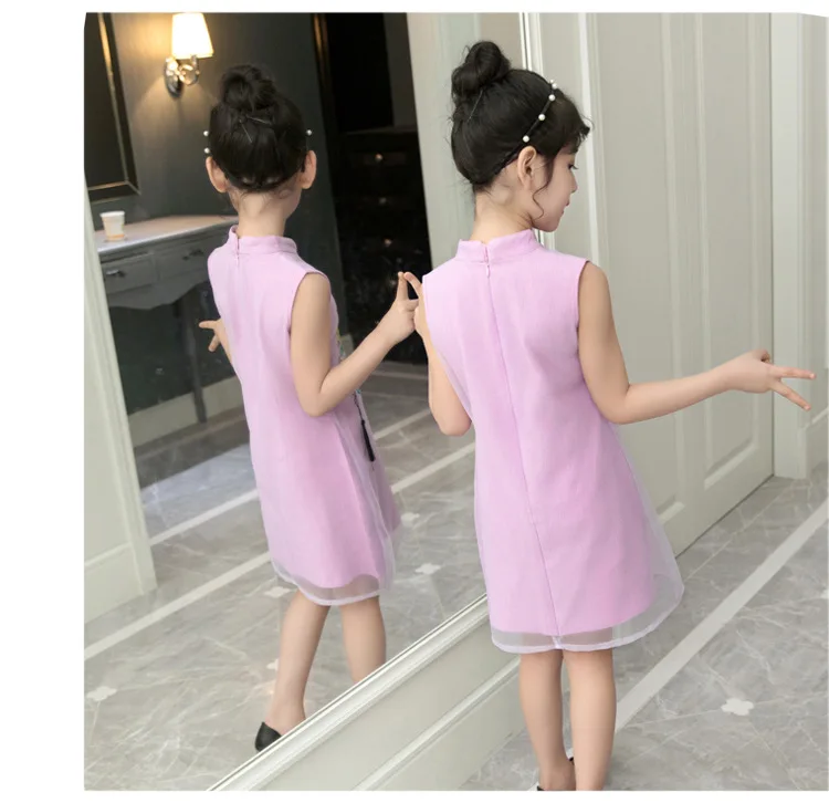 Kids Baby Girls Dress Chinese Qipao Ball Gown Tang suit Retro Cheongsam Embroidery Children's Party Wedding performance dress Clothes  (30)