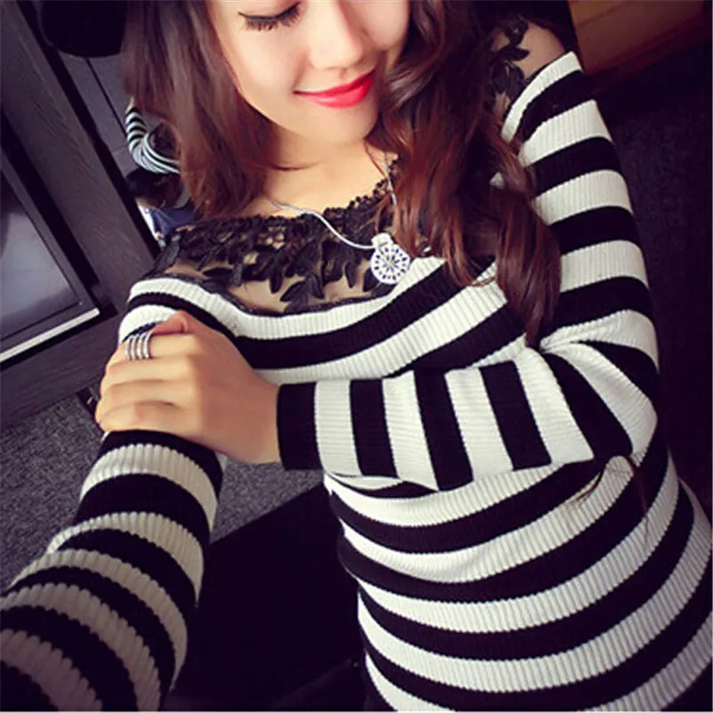 

women blouse shirt Blusas Femininos autumn lace Blouses Shirt cotton Long Sleeve oO-Neck Lace Strapless Women tops