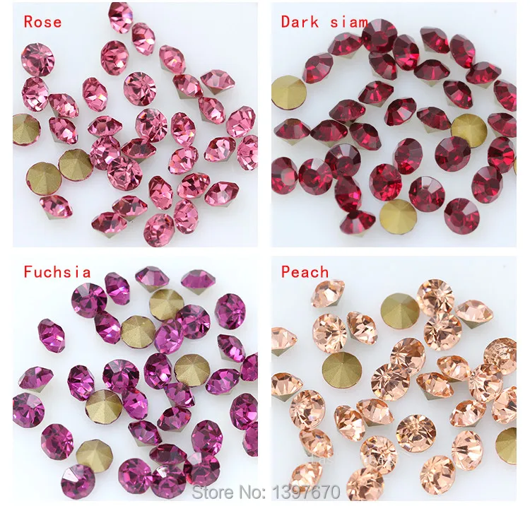 ss1-ss47 shiny Clear Czech Crystal Rhinestone Cone Round Pointed Foiled Back Glass Strass stone nail art Gem jewelry making bead