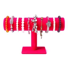 Деревянные бархатные Expositores Подставка для ювелирных украшений подставка держатель для браслетов браслет цепочки-браслеты Висячие Т-бар стойки