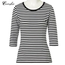 Осень мода полосатый топ Женская одежда o-образным вырезом с длинным рукавом Повседневный тонкий американский Винтажный стиль женская футболка