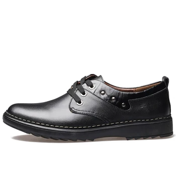 

neujge Cowhide soft bottom men's business casual men shoes summer England wild lazy breathable solid color shoes men 135303