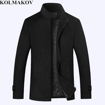 

2018 New Men's Woolen Coats with Stand Collar Men Autumn Winter Mens Thicken Wool Windbreakers M-3XL Top Designer Overcoats Man