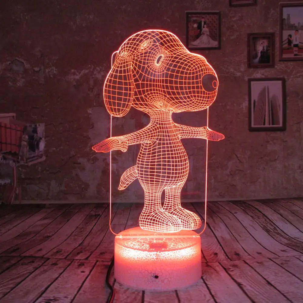 

Snoopy 3D Lamp Night Light Touch Table Desk Lamps Elstey 7 Color Changing Lights with Acrylic Flat & ABS Base & USB Charger