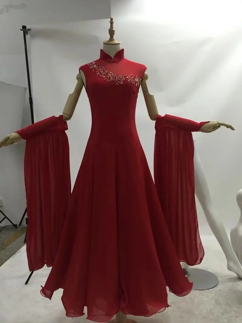 red ball room gown