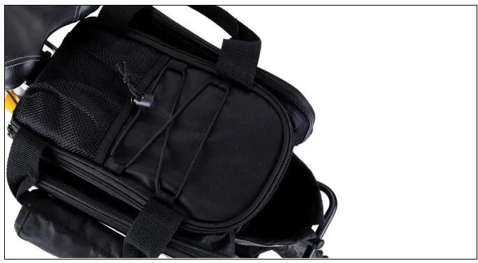 Top ROSWHEEL NEW Bicycle Bags 13L Cycling Bike Pannier Rear Seat Bag Rack Trunk Shoulder Handbag Black With Rain Cover 11