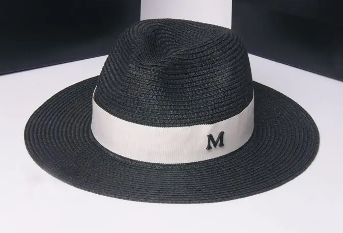 Черная шляпа от солнца широкие поля, из соломы шляпы широкополая джазовая пляжная Солнцезащитная шляпа ковбой Кепки котелок Панамы для фетровая шляпка шерстяная Шапки для Для женщин вводной