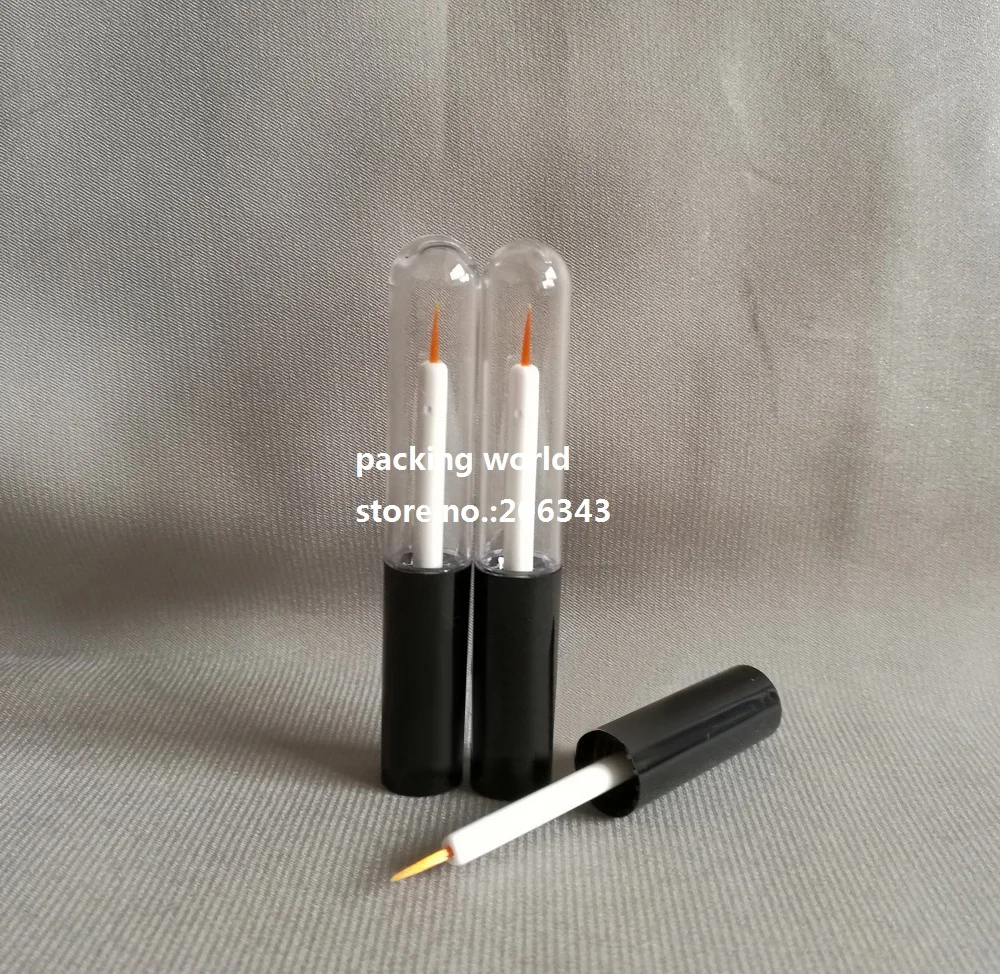 4 мл трубки подводка для глаз, косметический cotainer, Lashes Tube/ARTNail ручка, составляют пустой трубы, прозрачные трубки, черная крышка, пластиковой пробкой