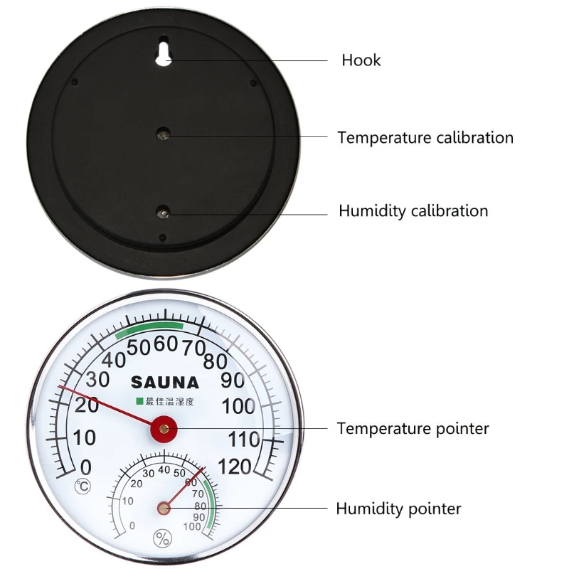 

Stainless Steel Thermometer Hygrometer for Sauna Room Temperature Humidity Meter 77UC Wholesale dropshipping