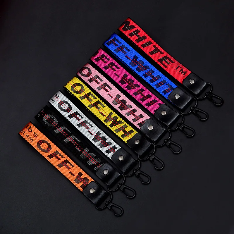 

Off White Ribbon Keychain Women Phone Case Wallet key chain porte clef For Bag Key ring llaveros mujer sleutelhanger Chaveiro