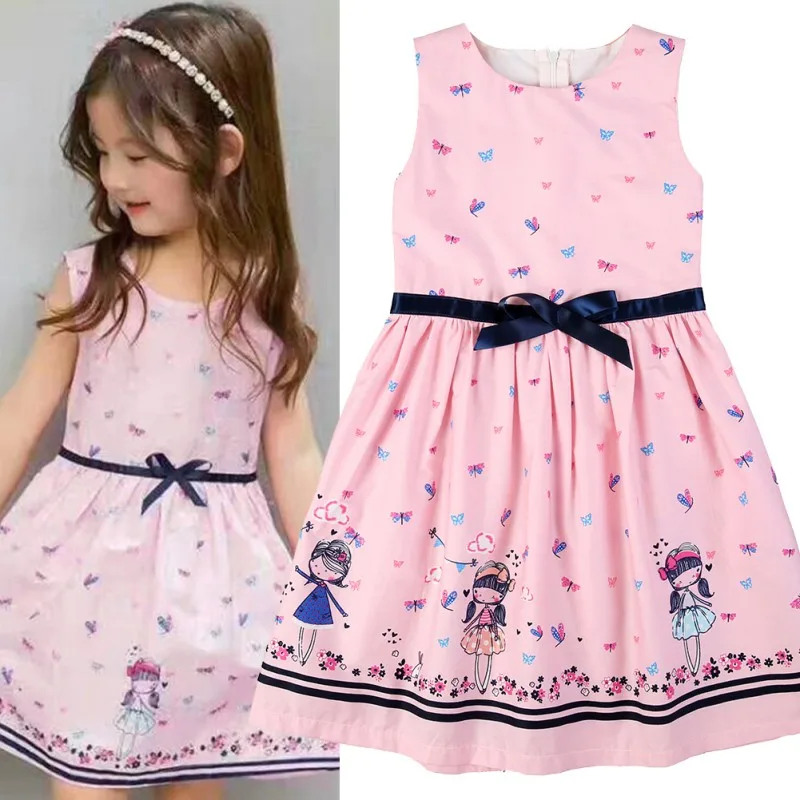 Summer Girls Toddler Kids Baby Girls Dress Cartoon Sleeveless Dress...