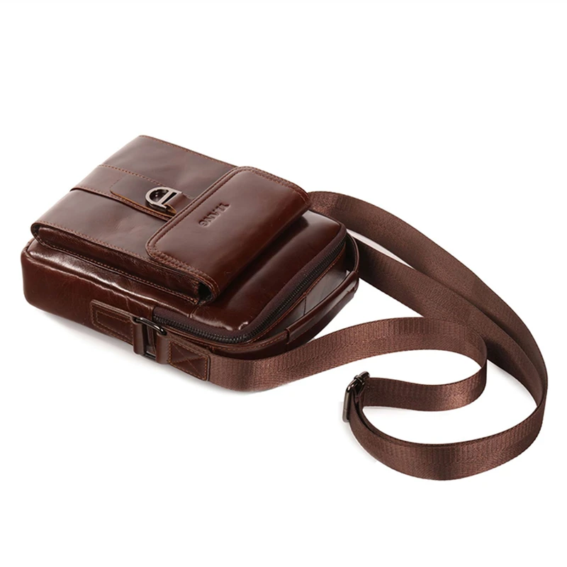 New Genuine Leather Crossbody Bag Cow Skin Men Single Shoulder Messenger Bags High Quality Casual Zipper Office Messenger Bags