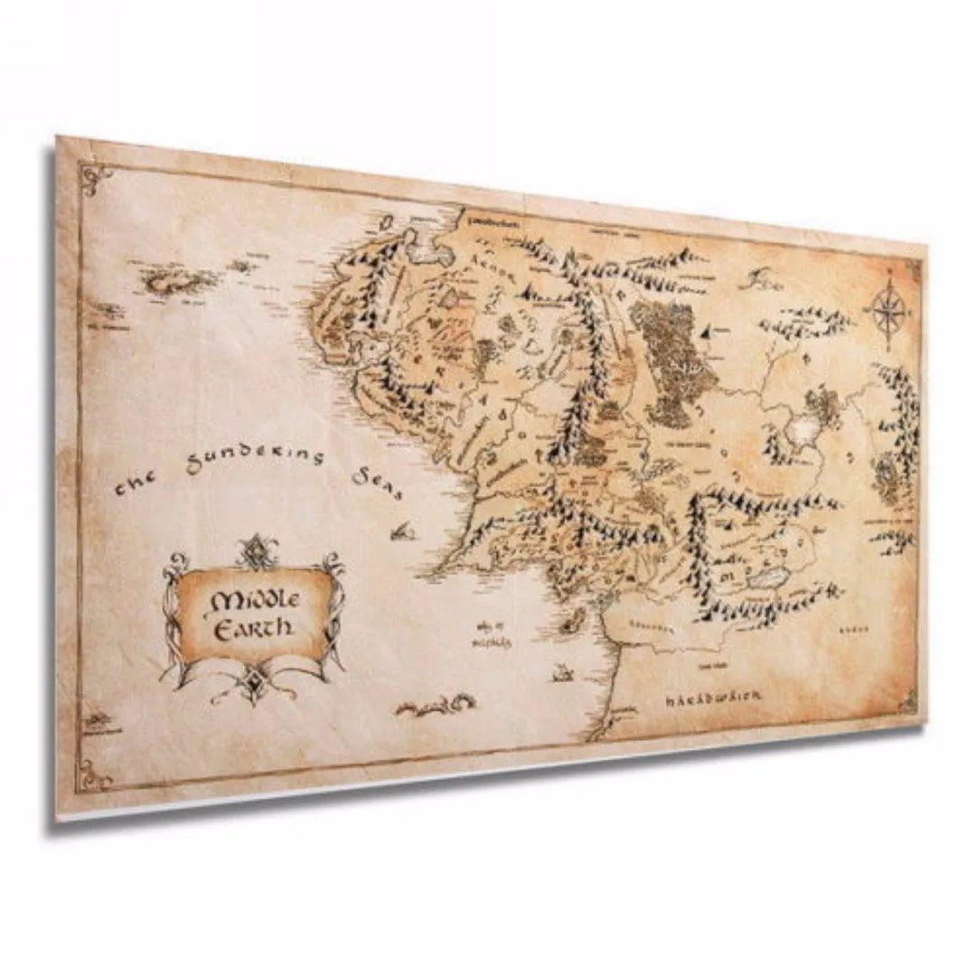 110x60cm Vintage Middle Earth World Map Silk Cloth Poster Home Office Decoration Wall Sticker Mayitr Hot Selling