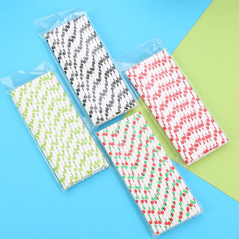 

25pcs/lot Polka dot pattern Paper Straws Birthday Wedding Decoration Event Party Supplies Creative Mixed Colors drinking Straws