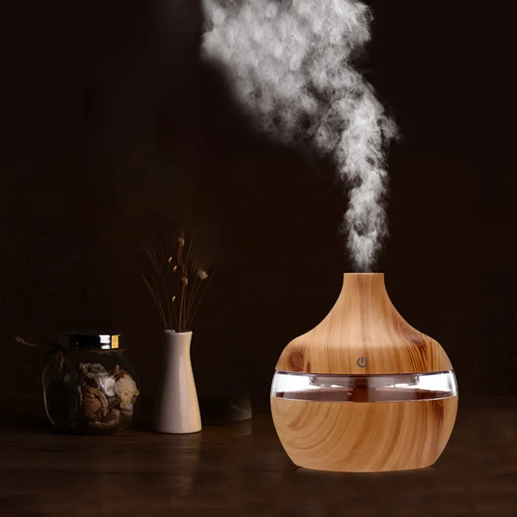 Wood Grain Essential Oil Aromatherapy Diffuser USB Charging Home Air Humidifier Purify Soothing LED Night Light Mist Maker