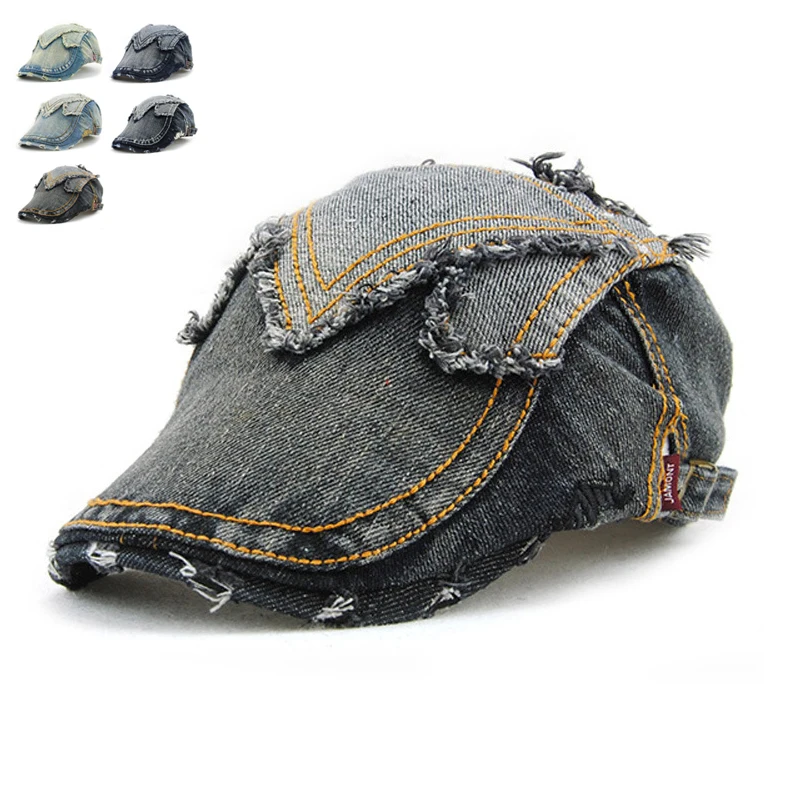 

New Spring Summer Outdoor Sports Cowboy Berets Caps For Men Casual Peaked Hats Men Women Jeans Berets Gorras boina masculina