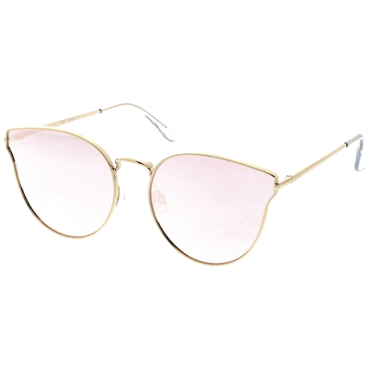 Premium Metal Cat Eye Sunglasse With Slim Arms And Round Colored Mirror Flat Lens 54mm (3)