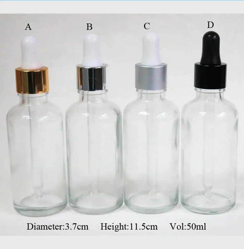 wholesale 100pcs 50ml Clear Glass Dropper Bottle,1.67oz Clear Bottle