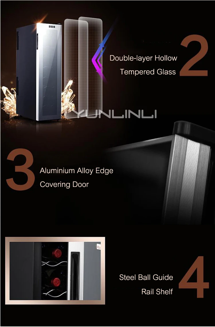 Refrigerador de Vinho de Vidro Prateleira de Aço Refrigerador de Vinho Armário do Vinho Casa Temperatura Constante Eletrônico Pequeno Inoxidável Refrigerado Jc-65bw 13 Eletrodomésticos