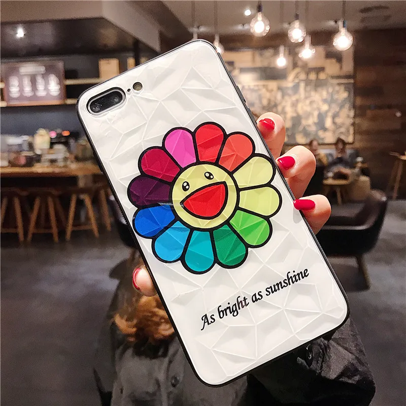 

3D Rhombus Texture Phone Case for Iphone 6/6 Plus Xr X 8 6S Plus Xs Max TPU+PC Cover for Iphone 7 Plus Case Flower Coque Fundas